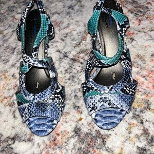 Colorful Snakeskin Strappy Heels